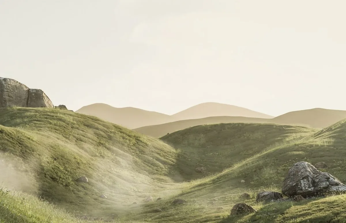 Rolling hills at first light