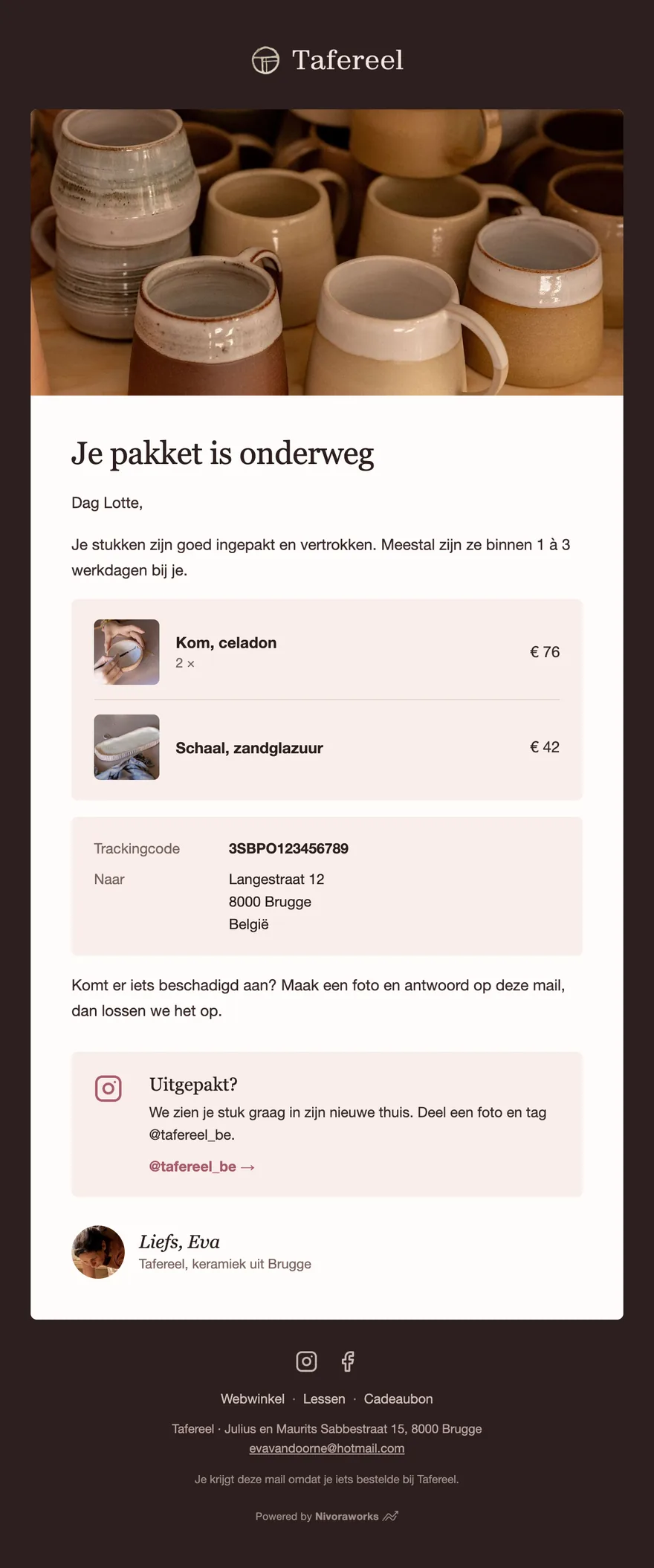 Je bestelling is onderweg