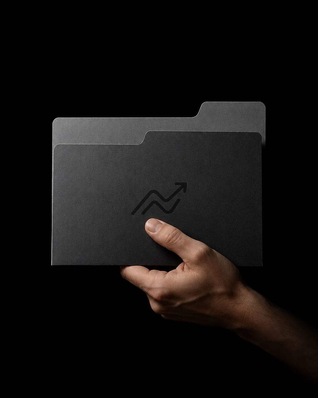 A hand holding a private folder, your own data turned into an AI that works for you.